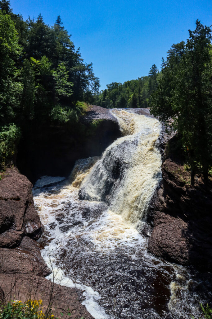 Rainbow Falls on Black River Scenic Byway in Michigan